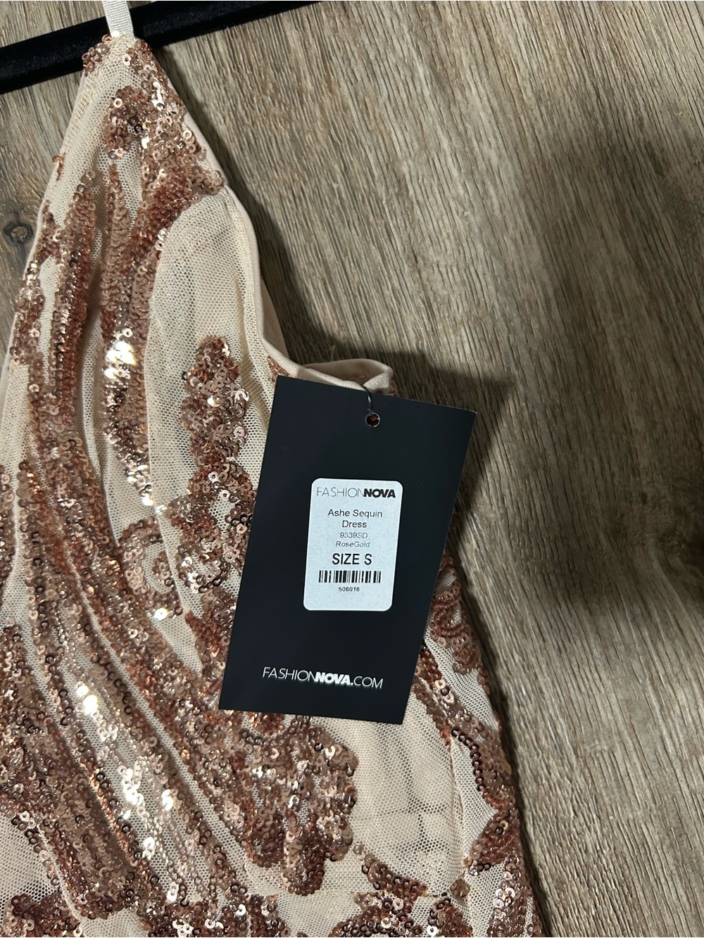 Fashion Nova Rose Gold Sequin Midi Dress - Picture 2 of 3